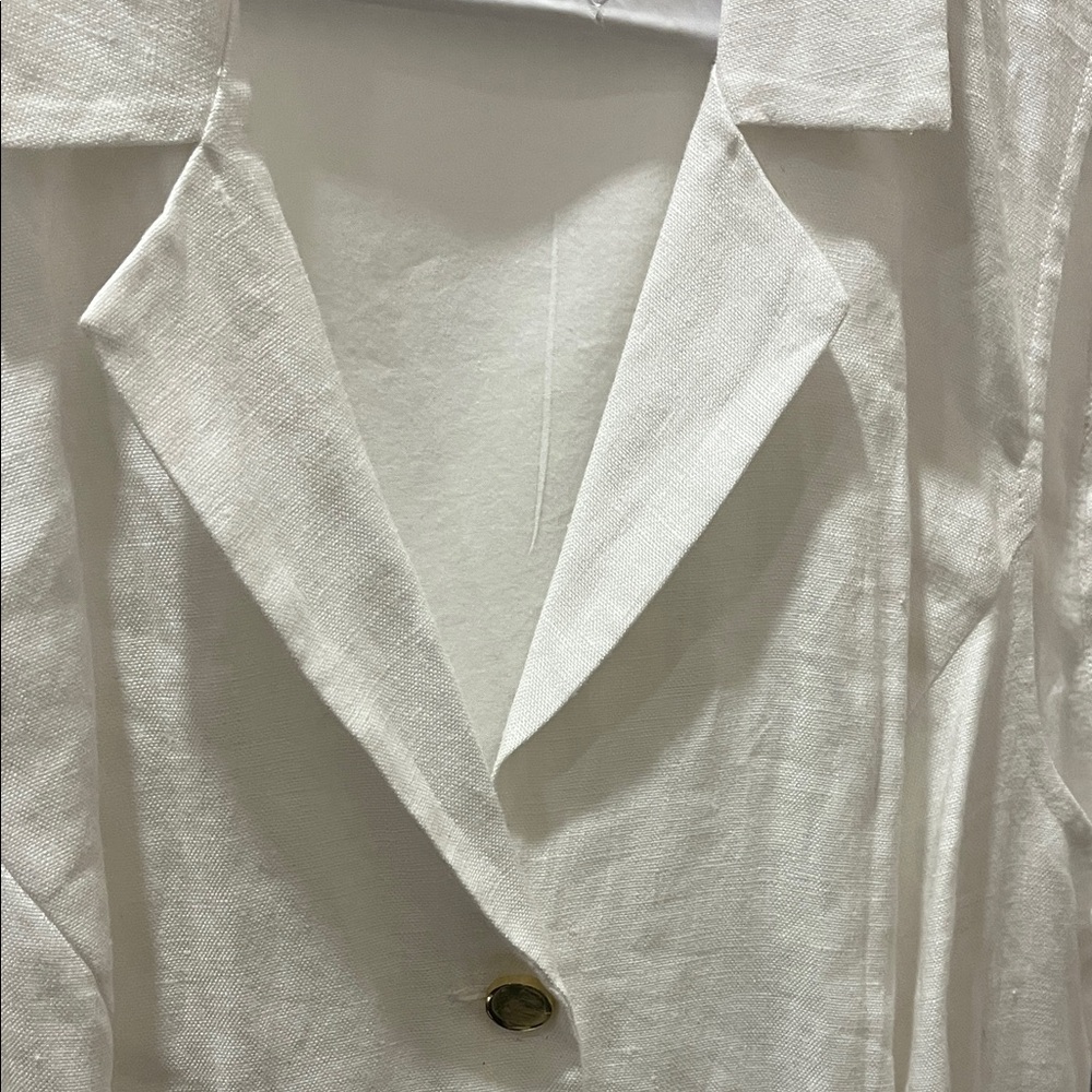 Reformation Aida Linen White Button-Down Mini Dress - Picture 7 of 9
